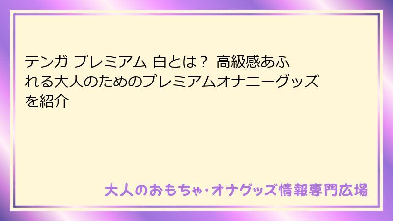 テンガ プレミアム 白とは？ 高級感あふれる大人のためのプレミアムオナニーグッズを紹介