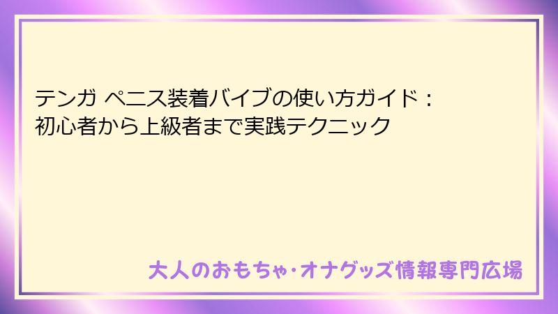 テンガ ペニス装着バイブの使い方ガイド：初心者から上級者まで実践テクニック