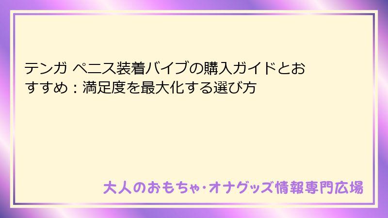 テンガ ペニス装着バイブの購入ガイドとおすすめ：満足度を最大化する選び方