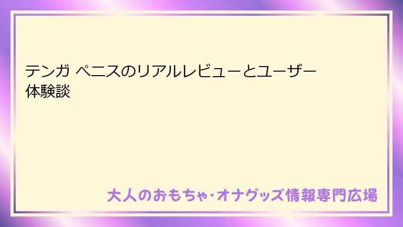 テンガ ぺニスのリアルレビューとユーザー体験談