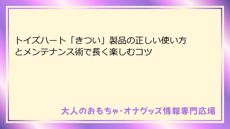トイズハート「きつい」製品の正しい使い方とメンテナンス術で長く楽しむコツ