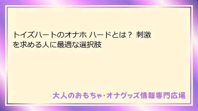 トイズハートのオナホ ハードとは？ 刺激を求める人に最適な選択肢