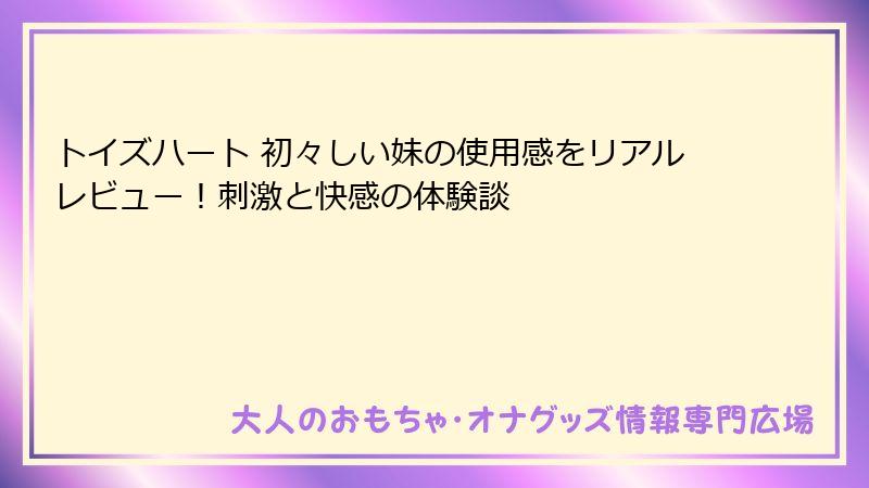 トイズハート 初々しい妹の使用感をリアルレビュー！刺激と快感の体験談