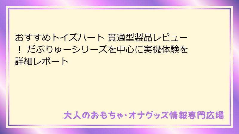 おすすめトイズハート 貫通型製品レビュー！ だぶりゅーシリーズを中心に実機体験を詳細レポート