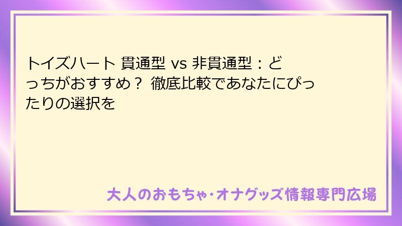 トイズハート 貫通型 vs 非貫通型：どっちがおすすめ？ 徹底比較であなたにぴったりの選択を