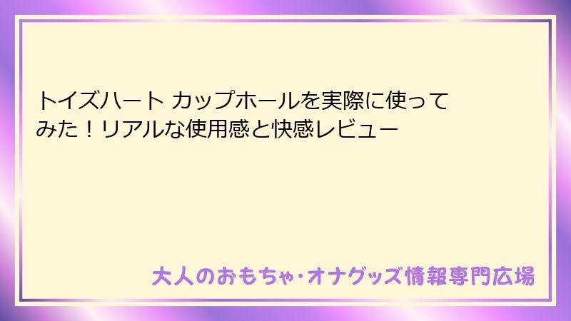 トイズハート カップホールを実際に使ってみた！リアルな使用感と快感レビュー