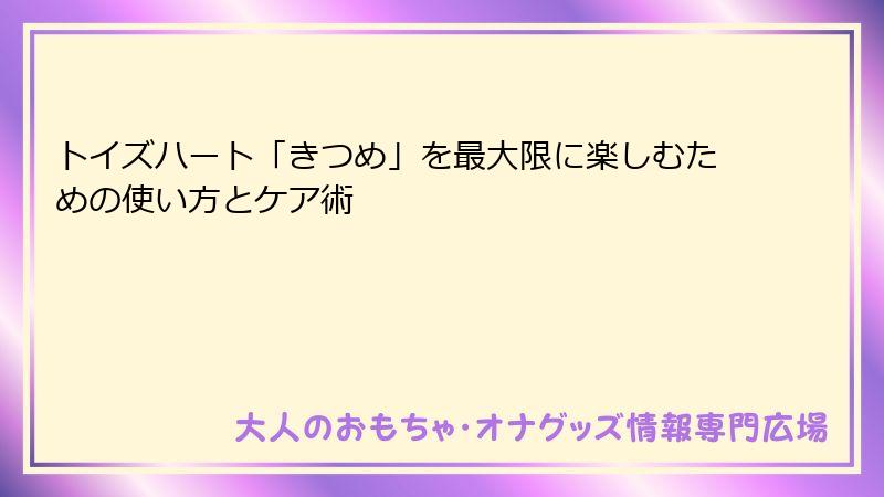 トイズハート「きつめ」を最大限に楽しむための使い方とケア術