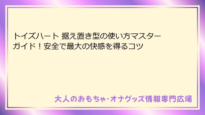 トイズハート 据え置き型の使い方マスターガイド!安全で最大の快感を得るコツ