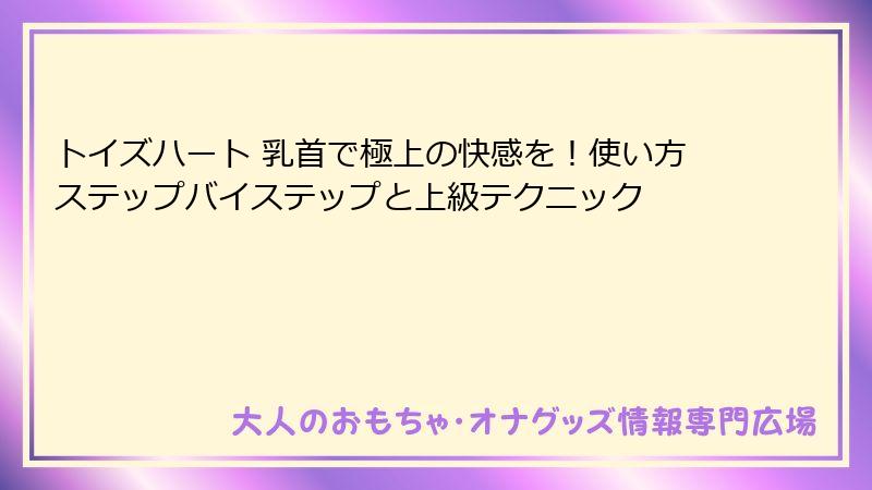 トイズハート 乳首で極上の快感を！使い方ステップバイステップと上級テクニック