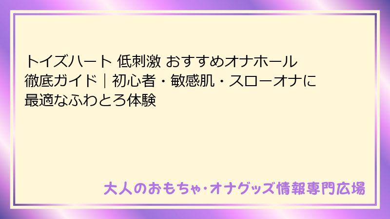 トイズハート 低刺激 おすすめオナホール徹底ガイド|初心者・敏感肌・スローオナに最適なふわとろ体験