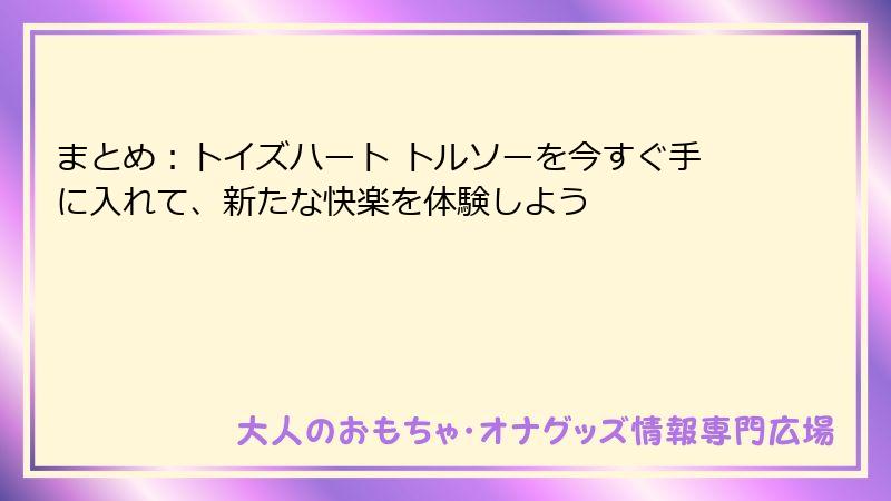まとめ：トイズハート トルソーを今すぐ手に入れて、新たな快楽を体験しよう