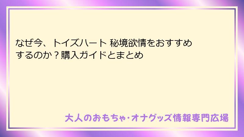 なぜ今、トイズハート 秘境欲情をおすすめするのか?購入ガイドとまとめ