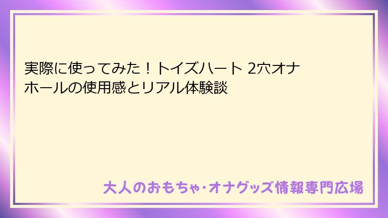 実際に使ってみた！トイズハート 2穴オナホールの使用感とリアル体験談
