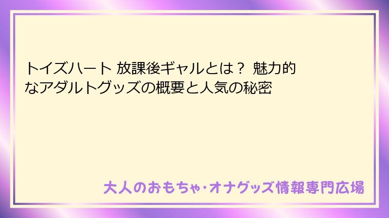 トイズハート 放課後ギャルとは？ 魅力的なアダルトグッズの概要と人気の秘密