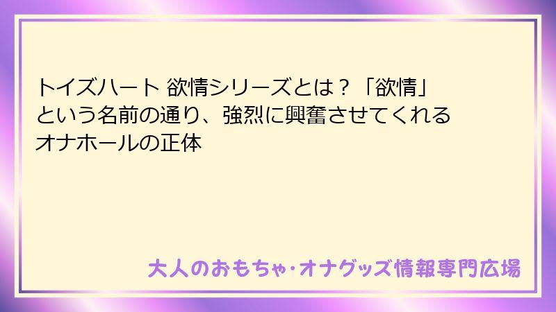 トイズハート 欲情シリーズとは？「欲情」という名前の通り、強烈に興奮させてくれるオナホールの正体