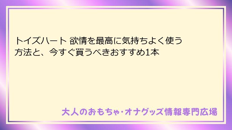 トイズハート 欲情を最高に気持ちよく使う方法と、今すぐ買うべきおすすめ1本