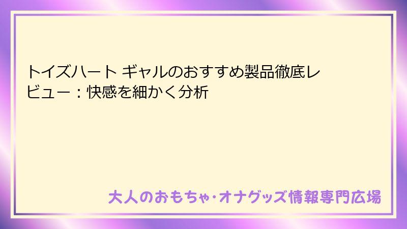 トイズハート ギャルのおすすめ製品徹底レビュー：快感を細かく分析