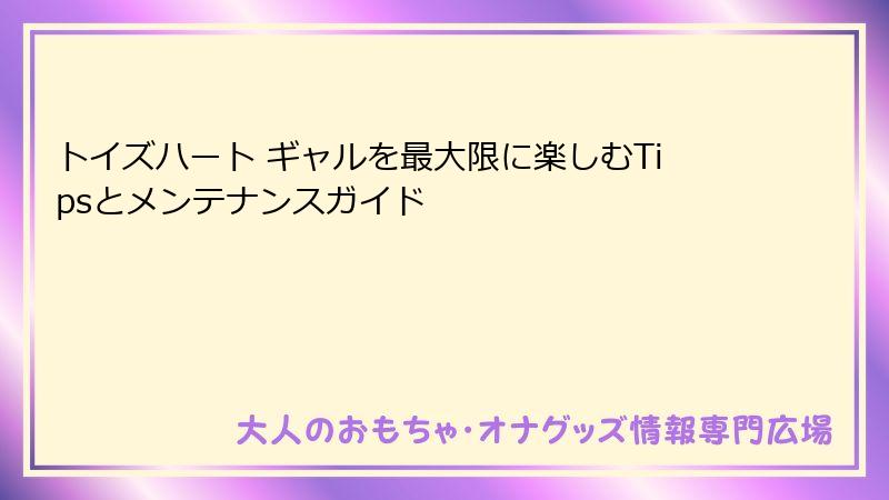 トイズハート ギャルを最大限に楽しむTipsとメンテナンスガイド