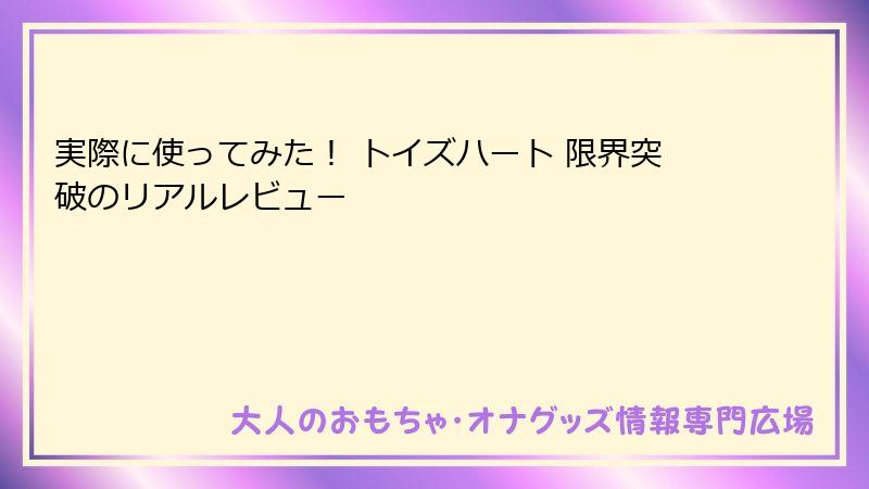 実際に使ってみた！ トイズハート 限界突破のリアルレビュー
