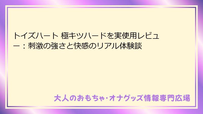 トイズハート 極キツハードを実使用レビュー：刺激の強さと快感のリアル体験談