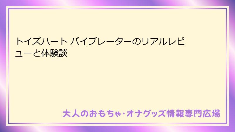 トイズハート バイブレーターのリアルレビューと体験談