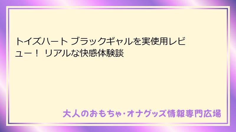 トイズハート ブラックギャルを実使用レビュー! リアルな快感体験談