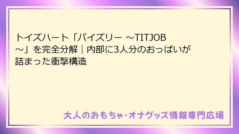 トイズハート「パイズリー ～TITJOB～」を完全分解｜内部に3人分のおっぱいが詰まった衝撃構造