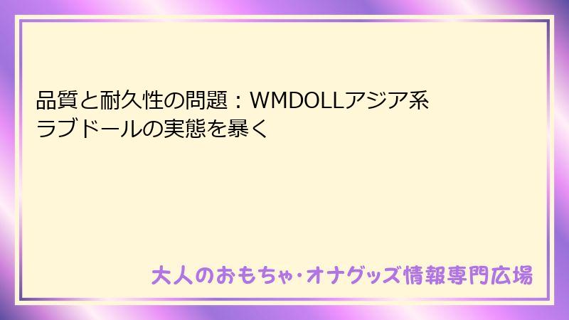 品質と耐久性の問題：WMDOLLアジア系ラブドールの実態を暴く