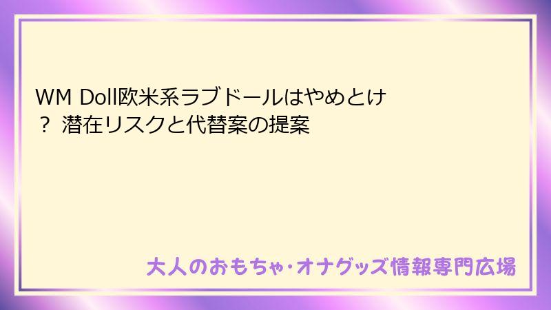 WM Doll欧米系ラブドールはやめとけ? 潜在リスクと代替案の提案
