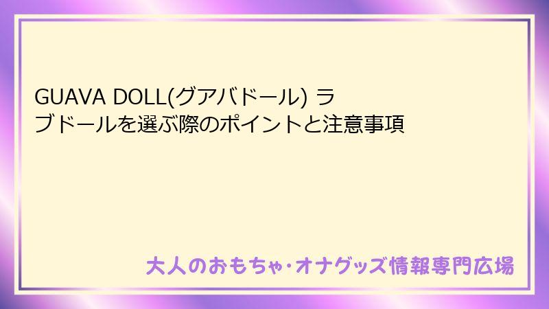 GUAVA DOLL(グアバドール) ラブドールを選ぶ際のポイントと注意事項