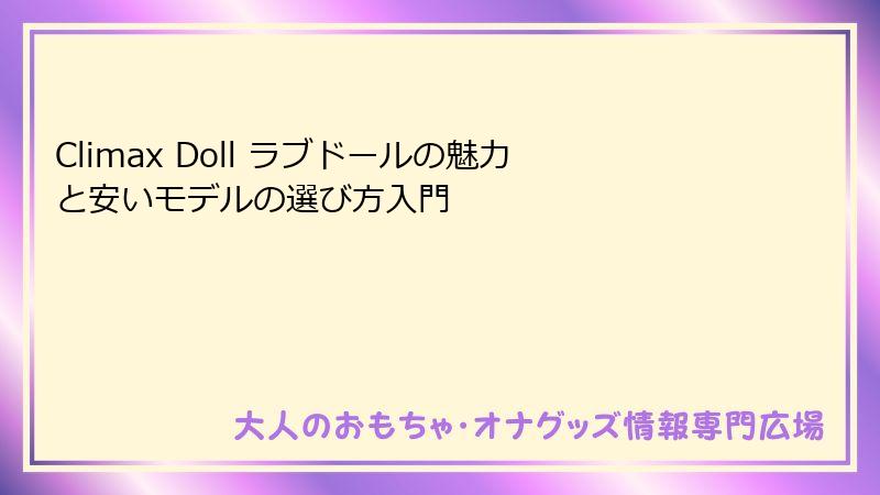 Climax Doll ラブドールの魅力と安いモデルの選び方入門