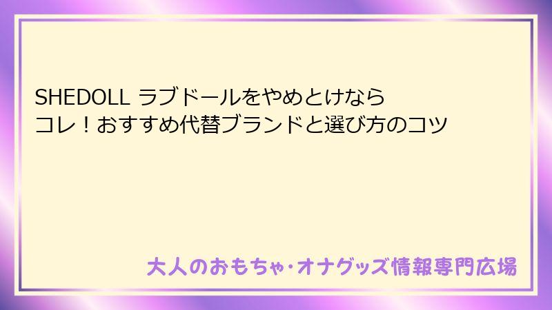 SHEDOLL ラブドールをやめとけならコレ！おすすめ代替ブランドと選び方のコツ