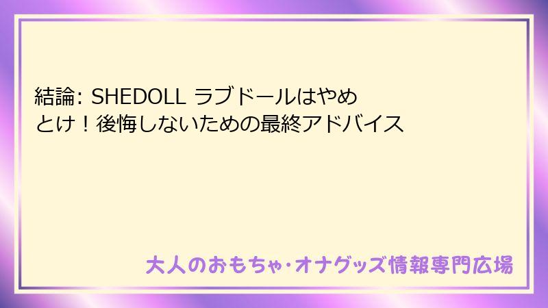 結論: SHEDOLL ラブドールはやめとけ！後悔しないための最終アドバイス