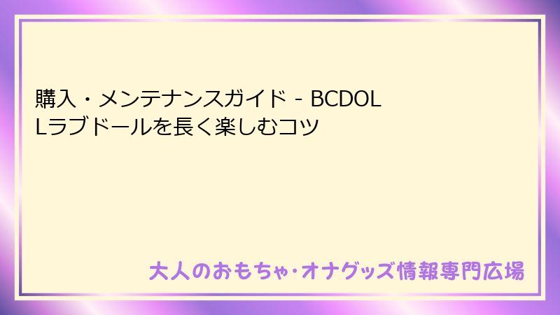 購入・メンテナンスガイド - BCDOLLラブドールを長く楽しむコツ