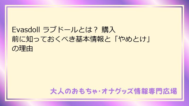 Evasdoll ラブドールとは？ 購入前に知っておくべき基本情報と「やめとけ」の理由