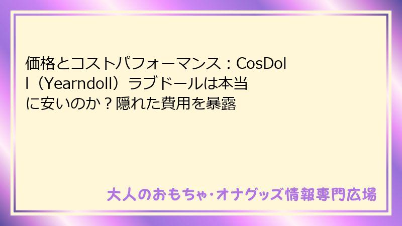 価格とコストパフォーマンス：CosDoll（Yearndoll）ラブドールは本当に安いのか？隠れた費用を暴露