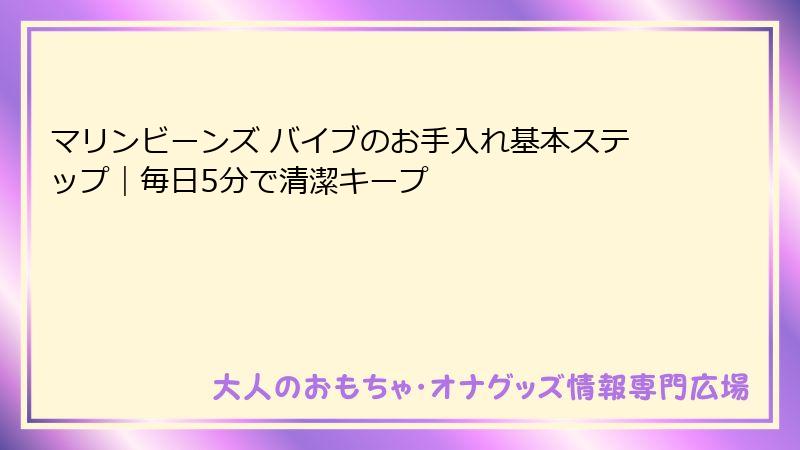 マリンビーンズ バイブのお手入れ基本ステップ|毎日5分で清潔キープ