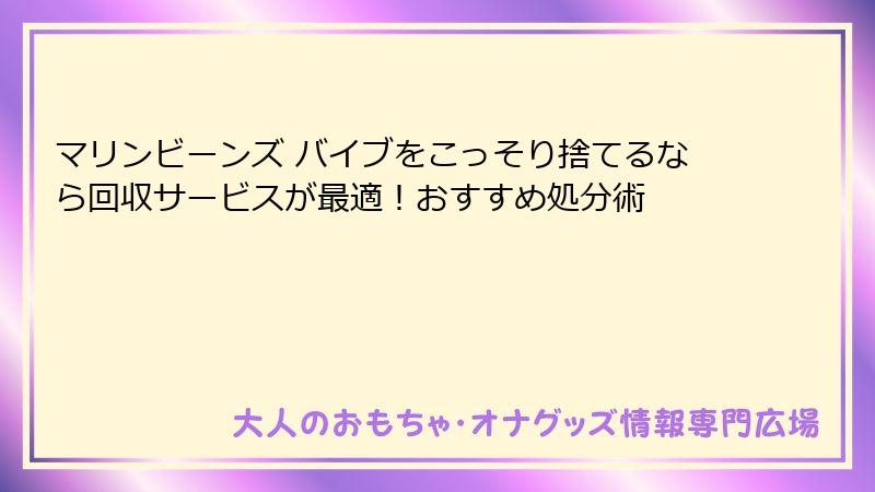 マリンビーンズ バイブをこっそり捨てるなら回収サービスが最適!おすすめ処分術