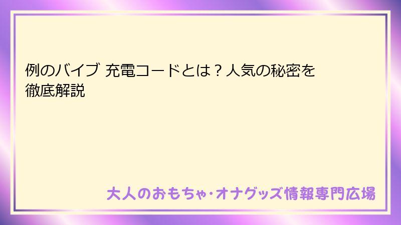 例のバイブ 充電コードとは?人気の秘密を徹底解説