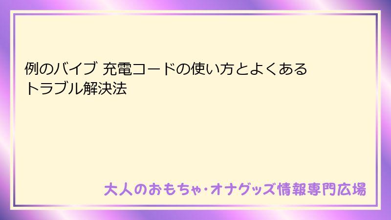 例のバイブ 充電コードの使い方とよくあるトラブル解決法
