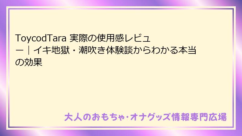 ToycodTara 実際の使用感レビュー｜イキ地獄・潮吹き体験談からわかる本当の効果