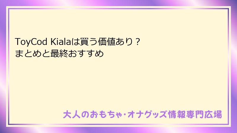 ToyCod Kialaは買う価値あり？まとめと最終おすすめ