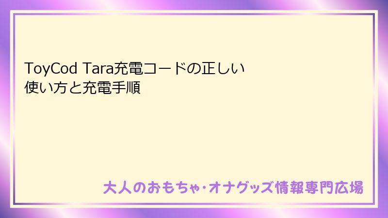 ToyCod Tara充電コードの正しい使い方と充電手順