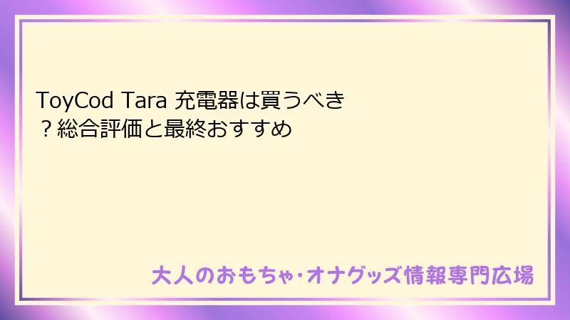 ToyCod Tara 充電器は買うべき？総合評価と最終おすすめ