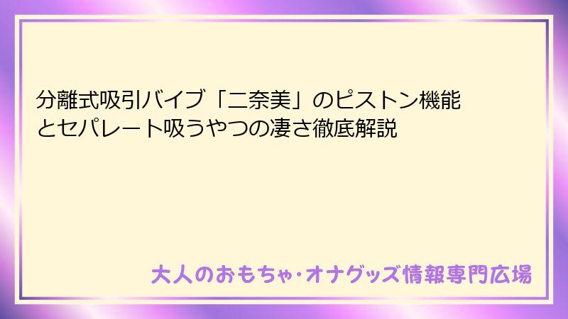分離式吸引バイブ「二奈美」のピストン機能とセパレート吸うやつの凄さ徹底解説