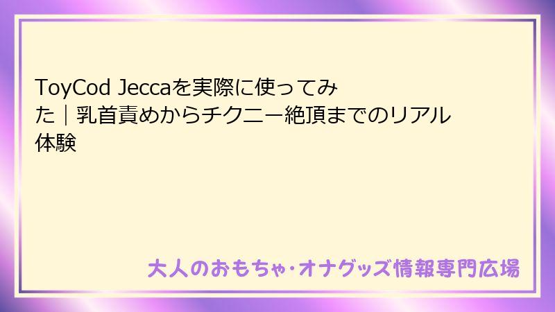 ToyCod Jeccaを実際に使ってみた｜乳首責めからチクニー絶頂までのリアル体験