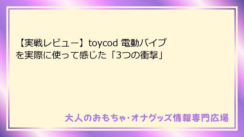 【実戦レビュー】toycod 電動バイブを実際に使って感じた「3つの衝撃」