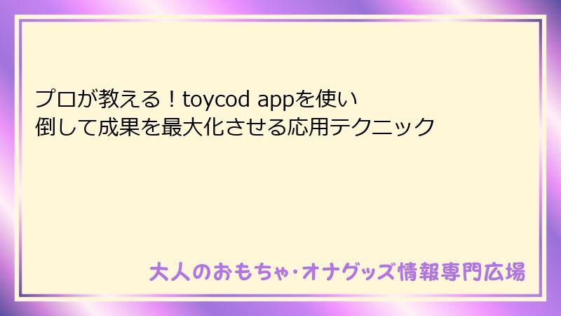 プロが教える！toycod appを使い倒して成果を最大化させる応用テクニック