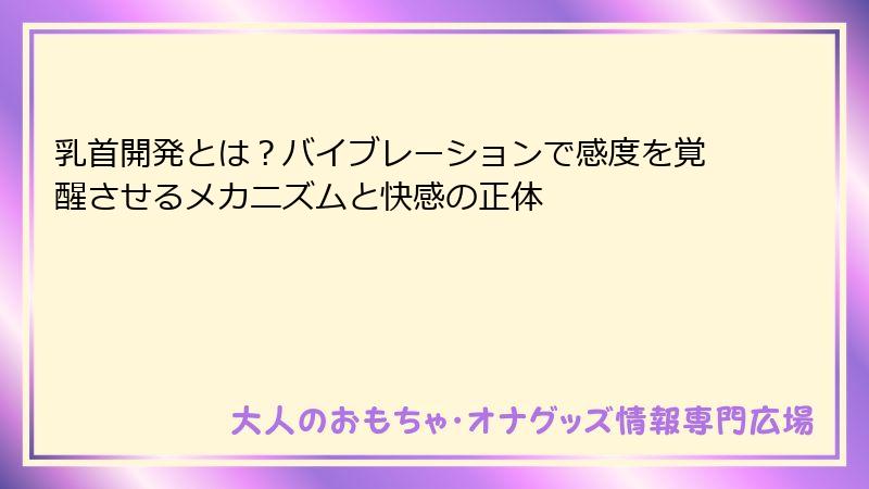 乳首開発とは？バイブレーションで感度を覚醒させるメカニズムと快感の正体